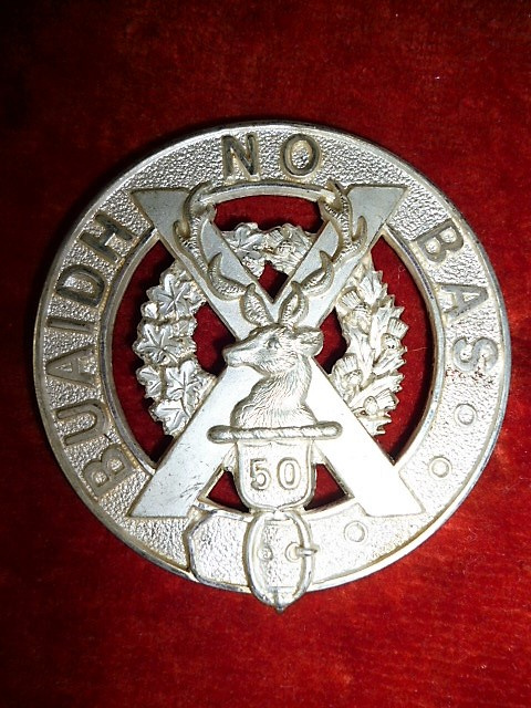50th Regiment (Gordon Highlanders of Canada), Silver Plated Officer's Glengarry Badge